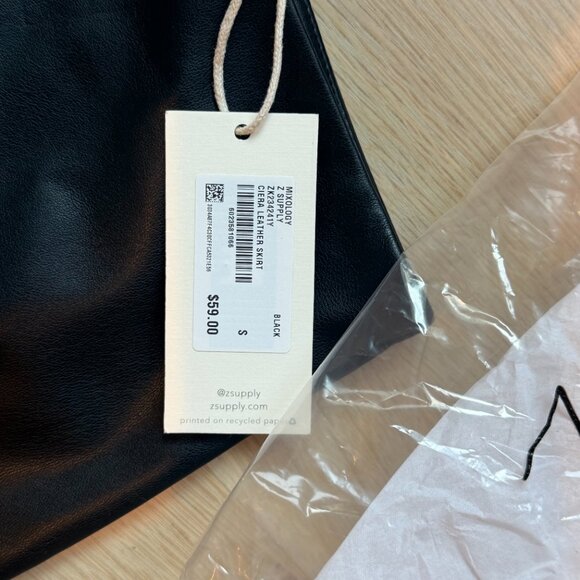 BRAND NEW WITH TAGS Z Supply Ciera Leather Skirt Black S - Picture 4 of 4